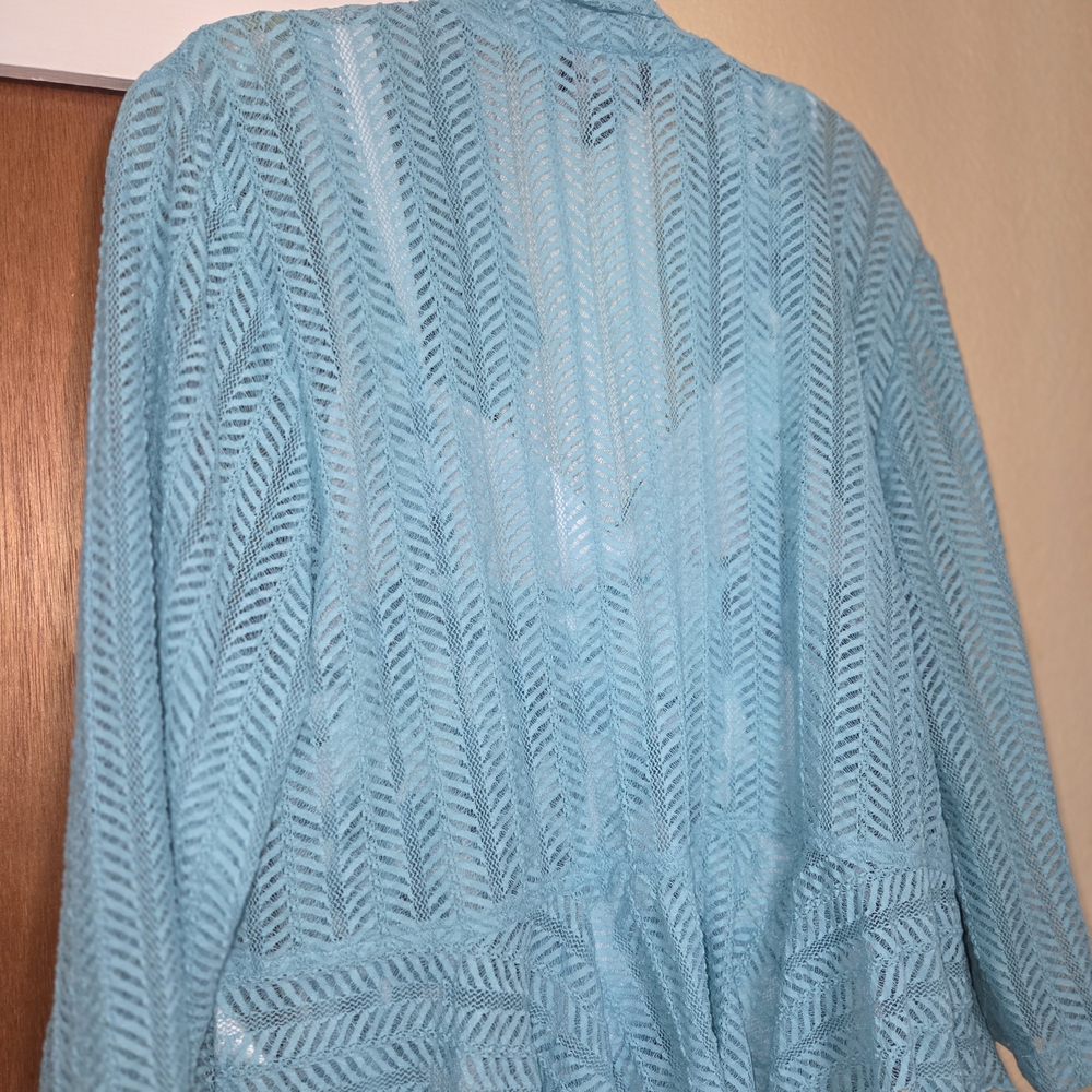 New 18W Connected Apparel Teal White Chiffon Lace Jacket Summer Dress - Picture 9 of 13
